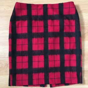Talbots red buffalo plaid skirt